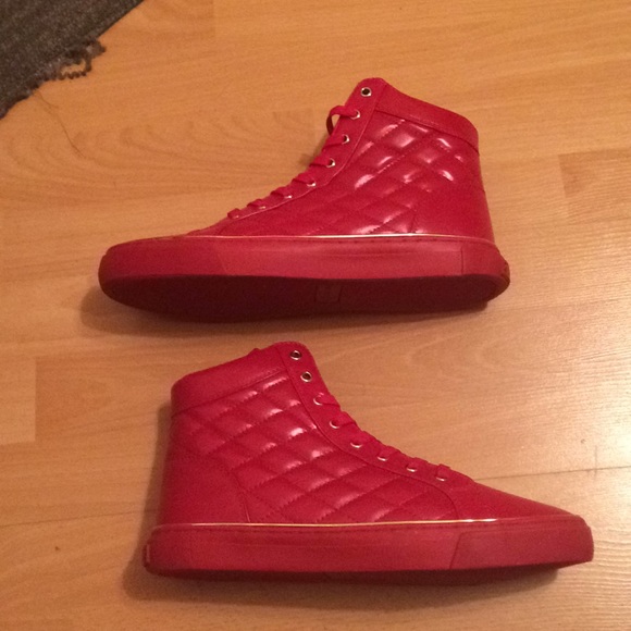 G By Guess Red Leather Hightop Unisex 